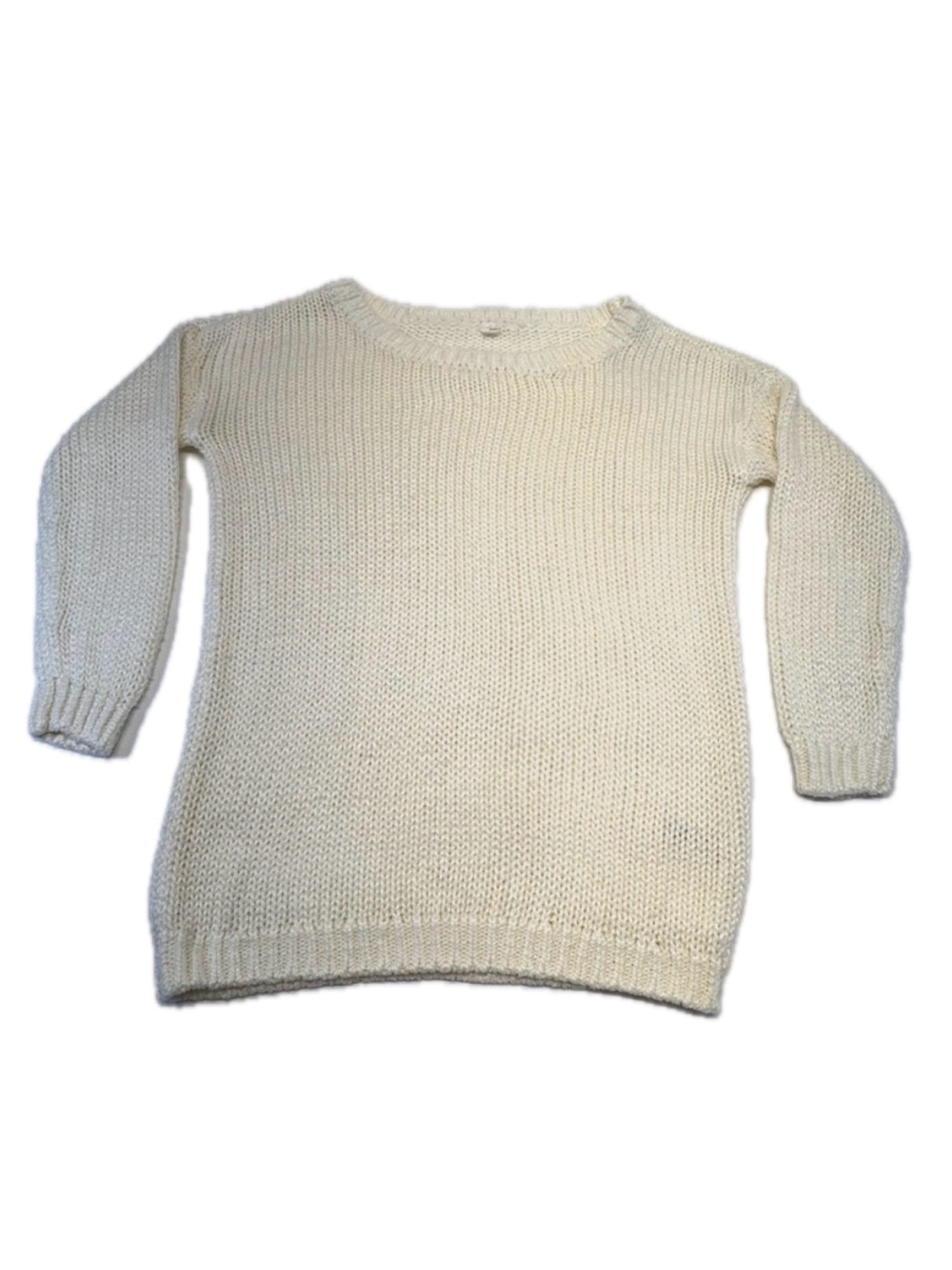 Garage Cream Open Chunky Knit Scoop Neck Sweater M/L